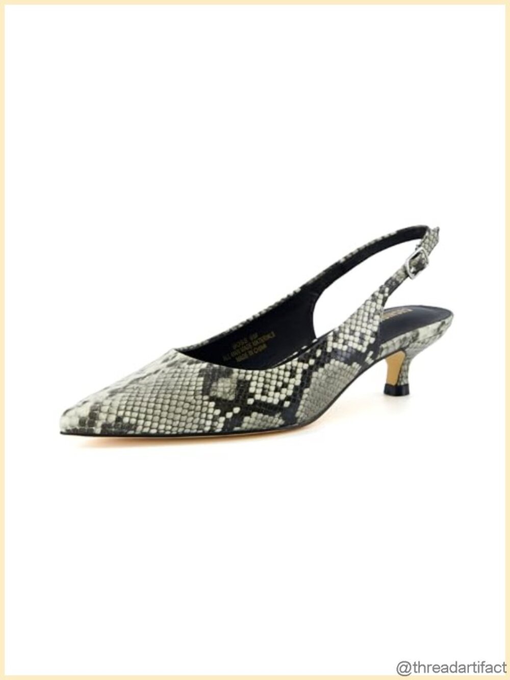 Kitten Heel Slingback Pump Faux Leather Memory Foam Pointed Toe Dress Shoe